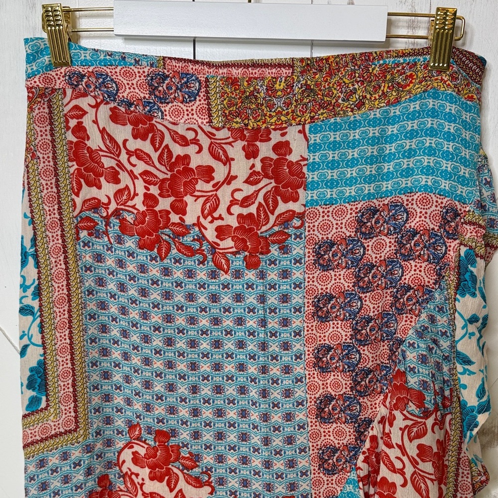 Kori Boho Patchwork Multi Color Ruffle Maxi Skirt - Picture 2 of 9